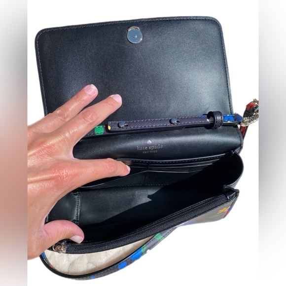 Kate Spade Staci Sailing Floral Small Flap Crossbody in Black Multi - Picture 13 of 16